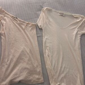 2 Michael stars white tops. One shoulder and tee never worn. Size OS